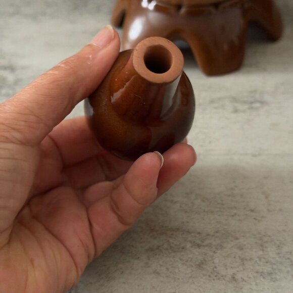 Vintage 70s Frankoma Joniece Frank V-7 Coffee Desert Gold Decanter With Stopper - Picture 8 of 10